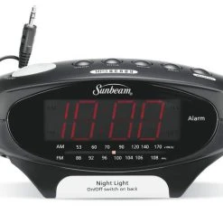 Sunbeam Hospitality 6W MP3 Ready AM/FM Alarm Clock Radio with 0.9 in. LED Display and PM Indicator Night Light in Black